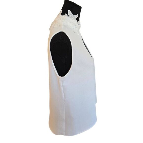 Zara Basic Women's Lace & Pearl Trim Sleeveless Blouse White Size Medium - Picture 2 of 10